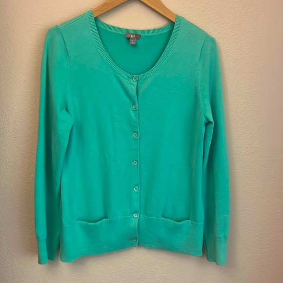 J Jill Blue/Green cardigan sweater size S Stretch - Picture 1 of 5